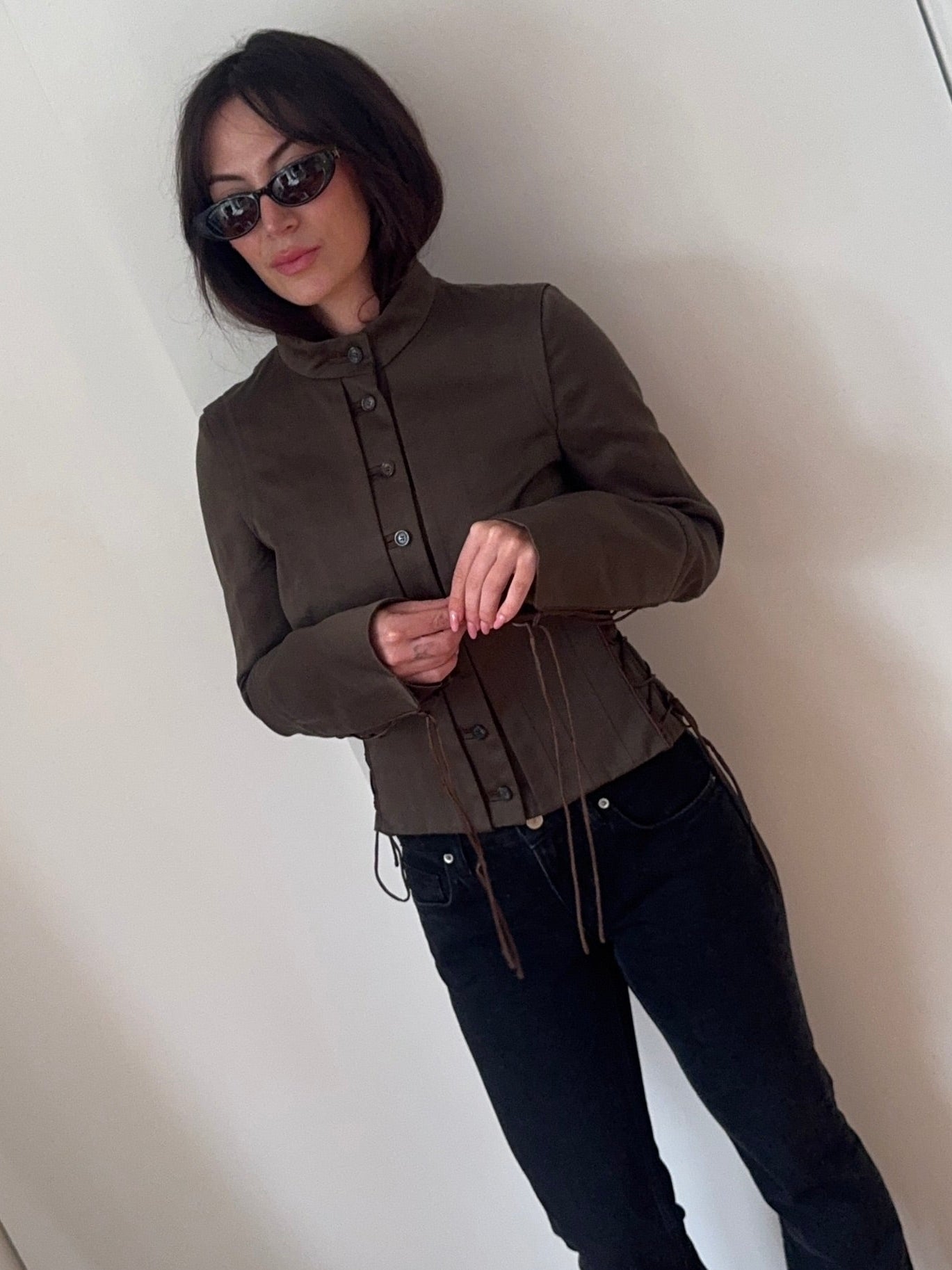 gucci f/w 2002 khaki corset military jacket