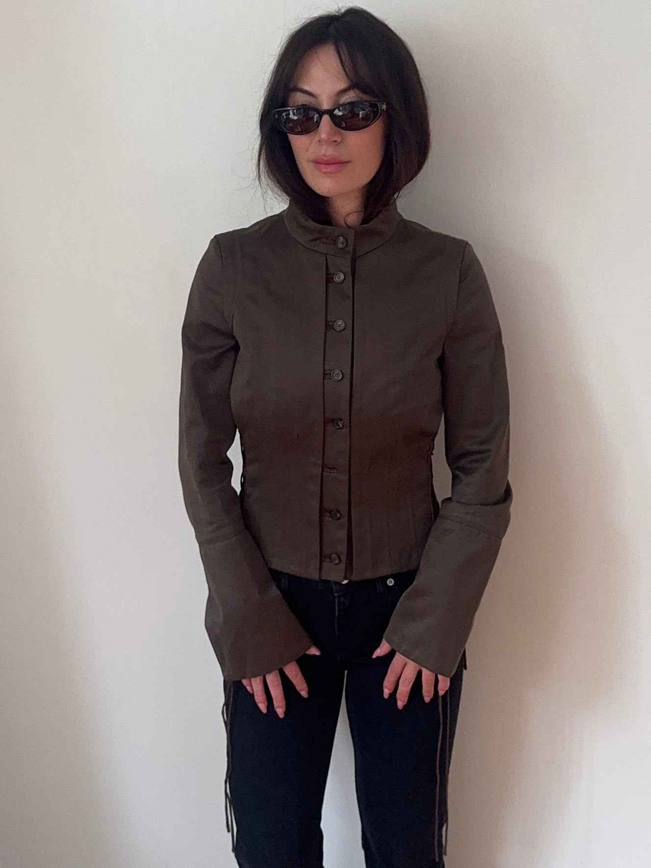 gucci f/w 2002 khaki corset military jacket