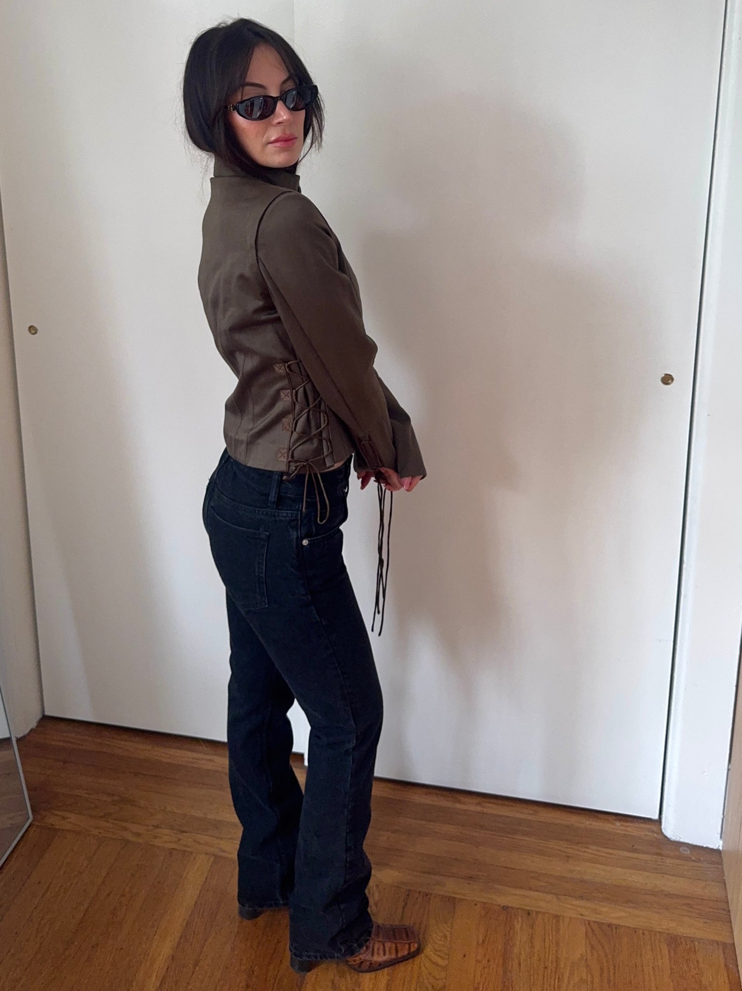 gucci f/w 2002 khaki corset military jacket