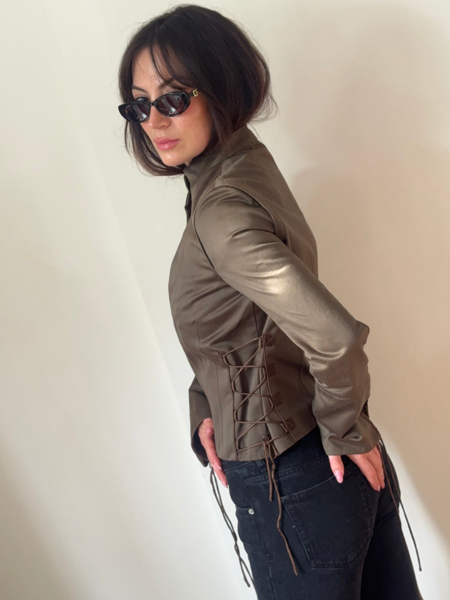 gucci f/w 2002 khaki corset military jacket