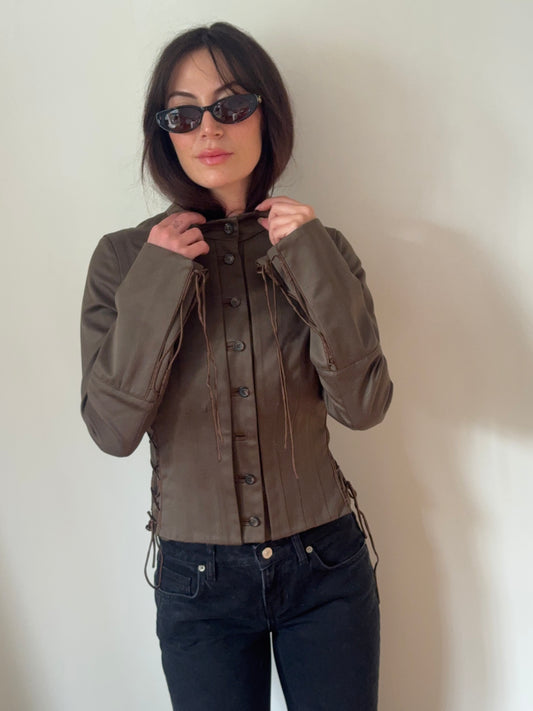 gucci f/w 2002 khaki corset military jacket