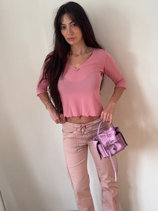 gucci s/s 2002 pink lace-up cargo pants
