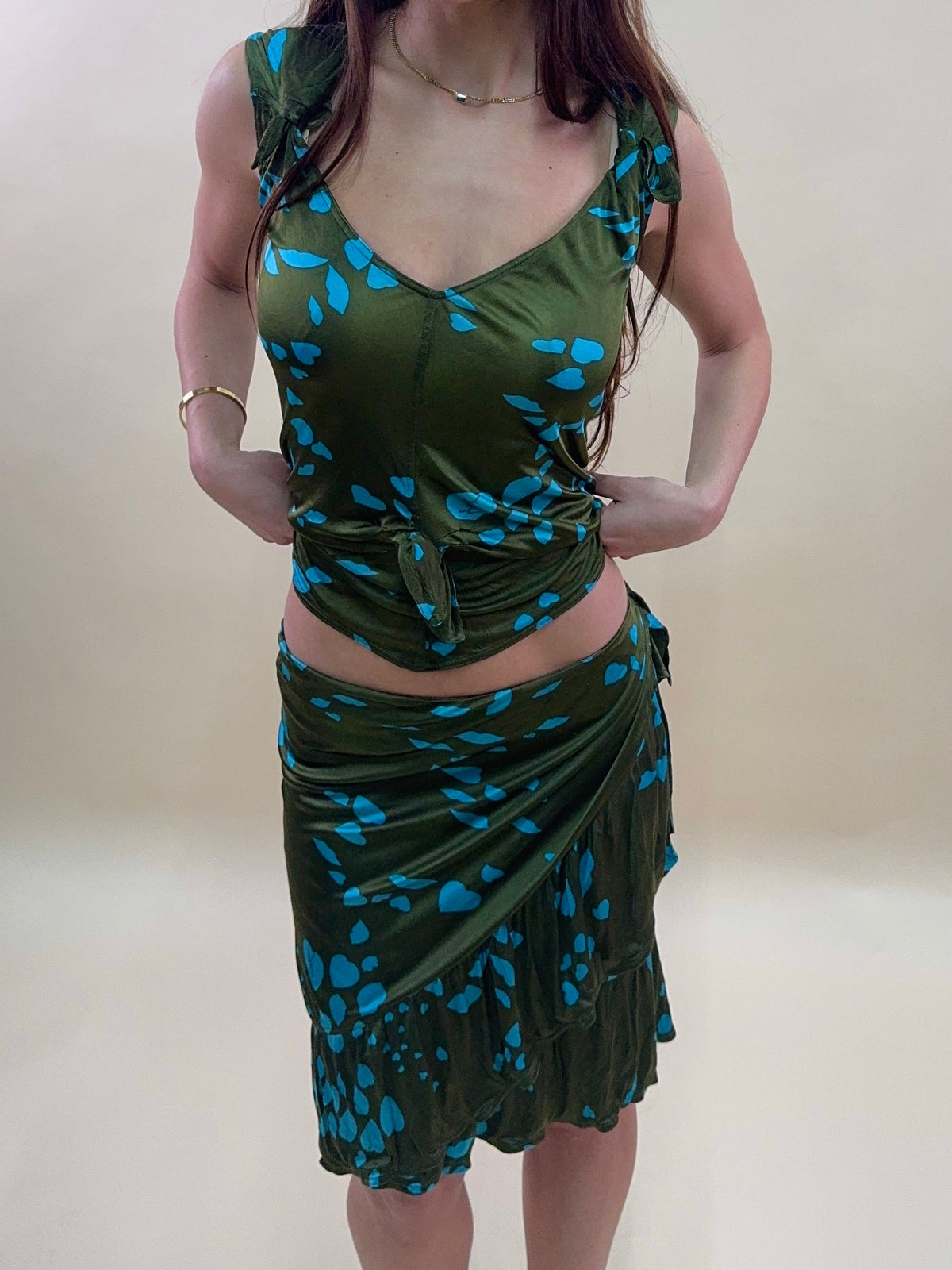 Yves Saint Laurent F/W 2004 by Tom Ford lip kiss skirt and tank set