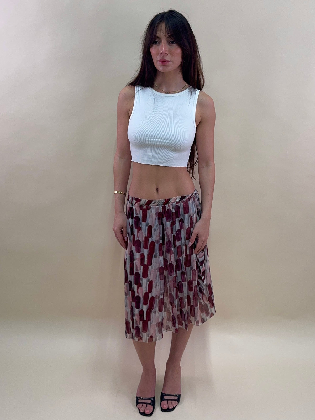 (rare) Prada S/S 2000 runway lipstick silk skirt