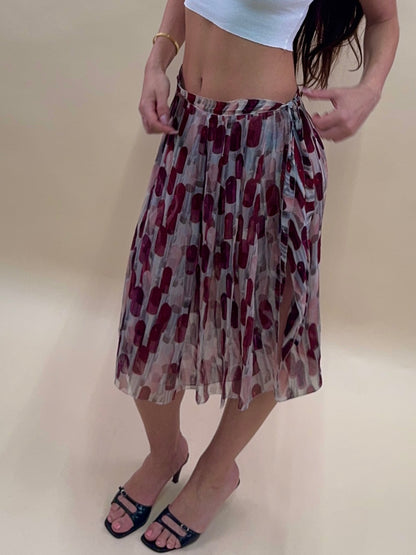 (rare) Prada S/S 2000 runway lipstick silk skirt