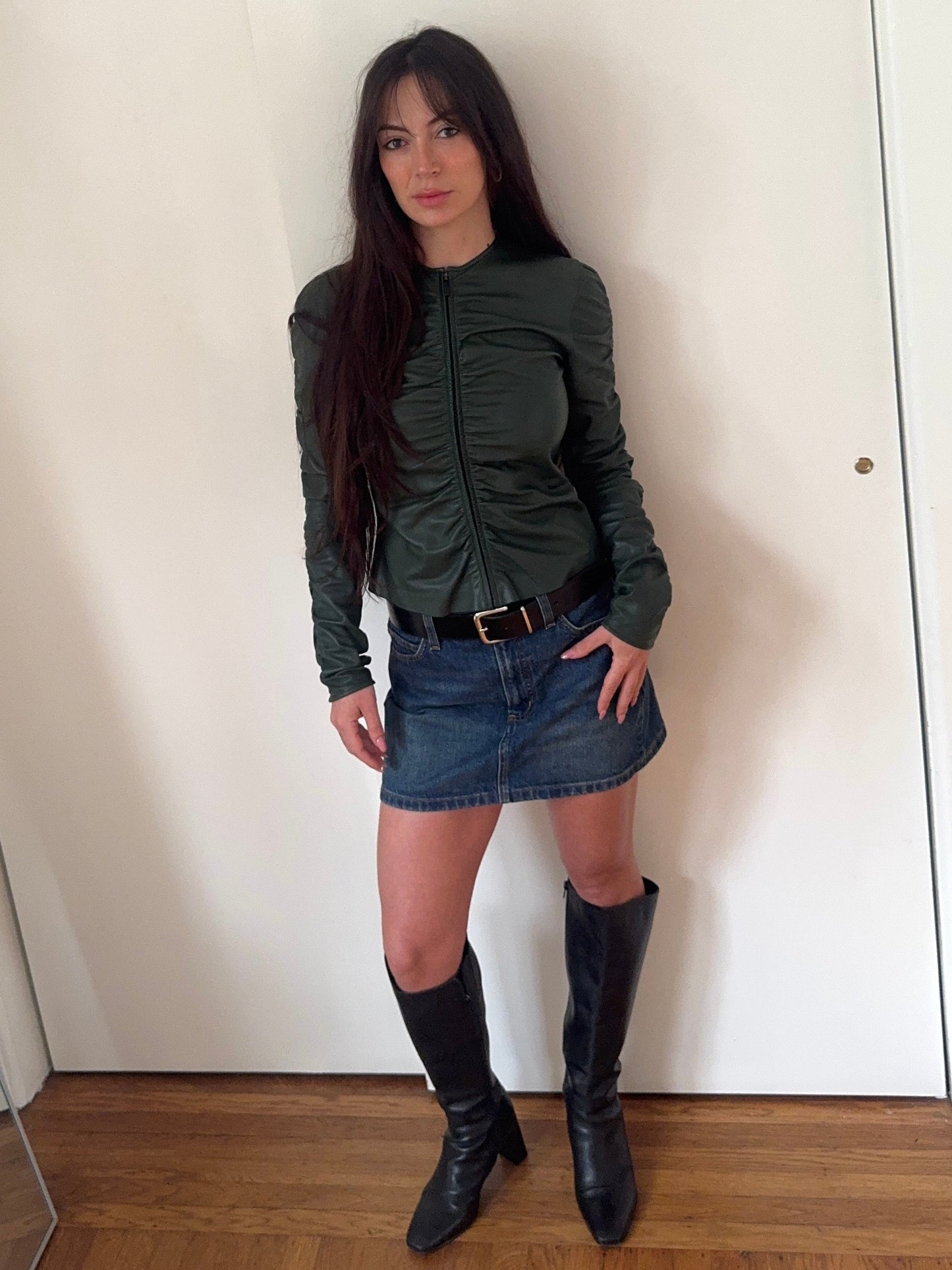 *rare* gucci f/w 1999 green leather jacket