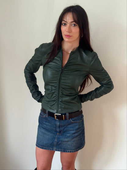 *rare* gucci f/w 1999 green leather jacket