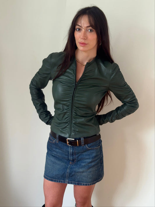 *rare* gucci f/w 1999 green leather jacket