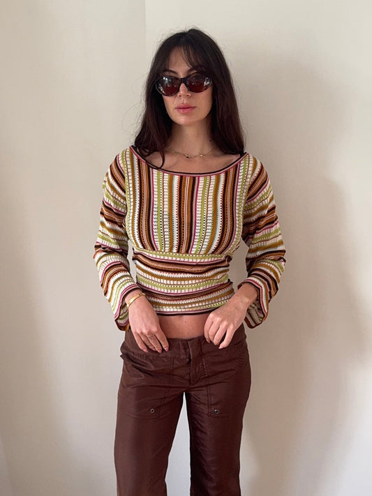 vintage missoni 2000's long sleeve colorful striped top