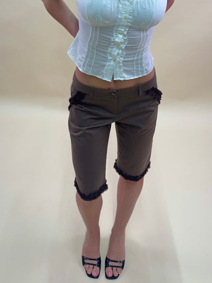 (NWT) Blumarine vintage 2000's brown ruffle capris
