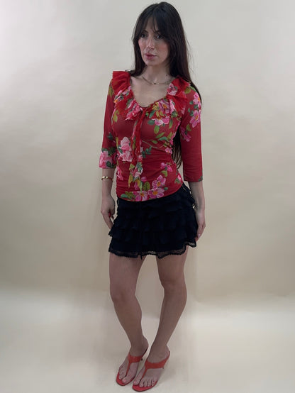 blumarine spring summer 2002 runway floral silk top/dress