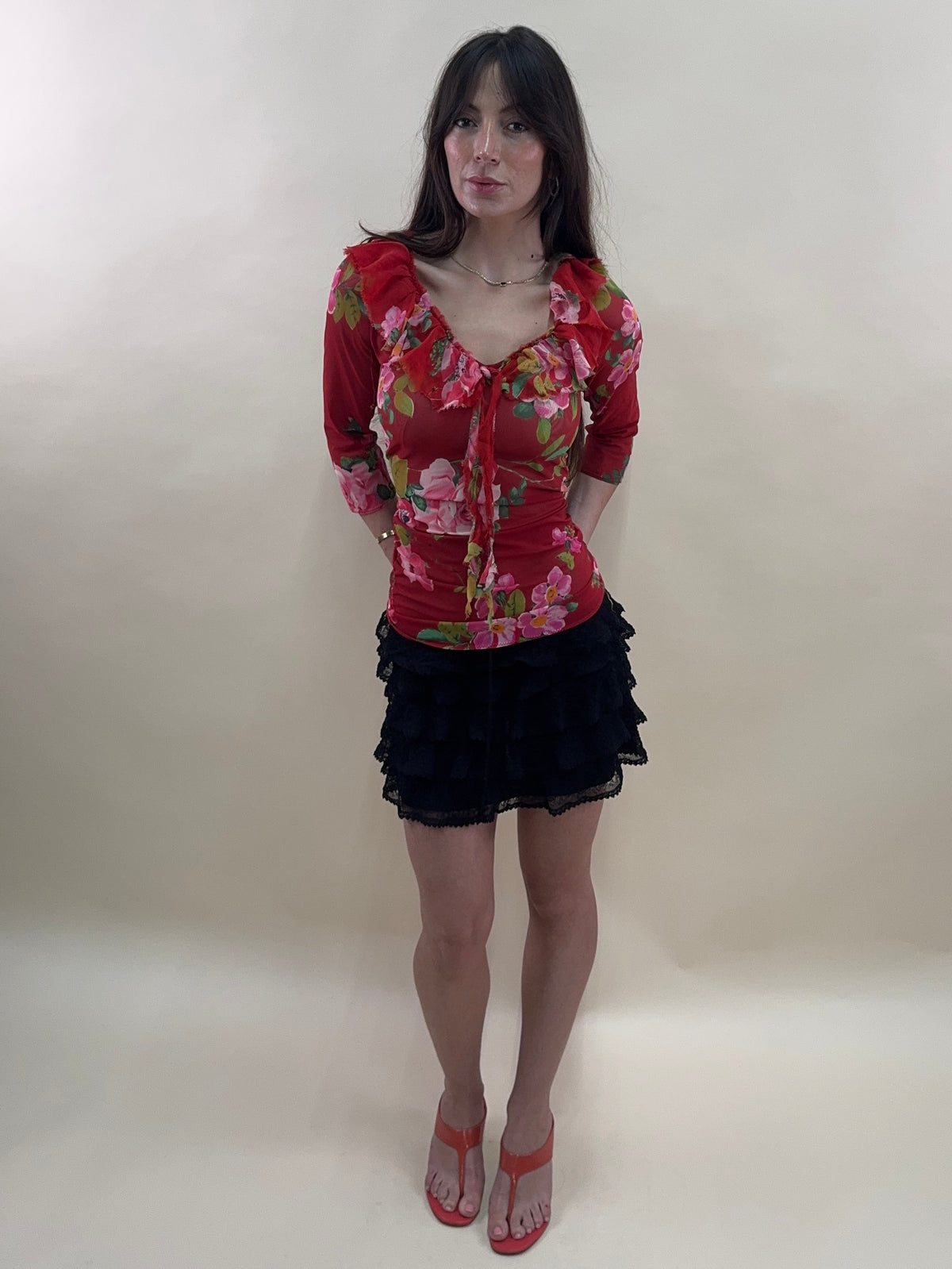 blumarine spring summer 2002 runway floral silk top/dress