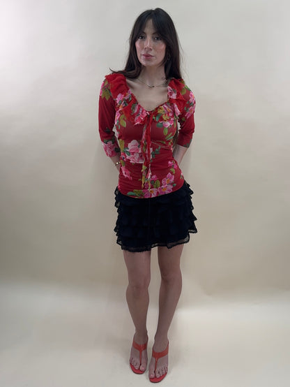 blumarine spring summer 2002 runway floral silk top/dress