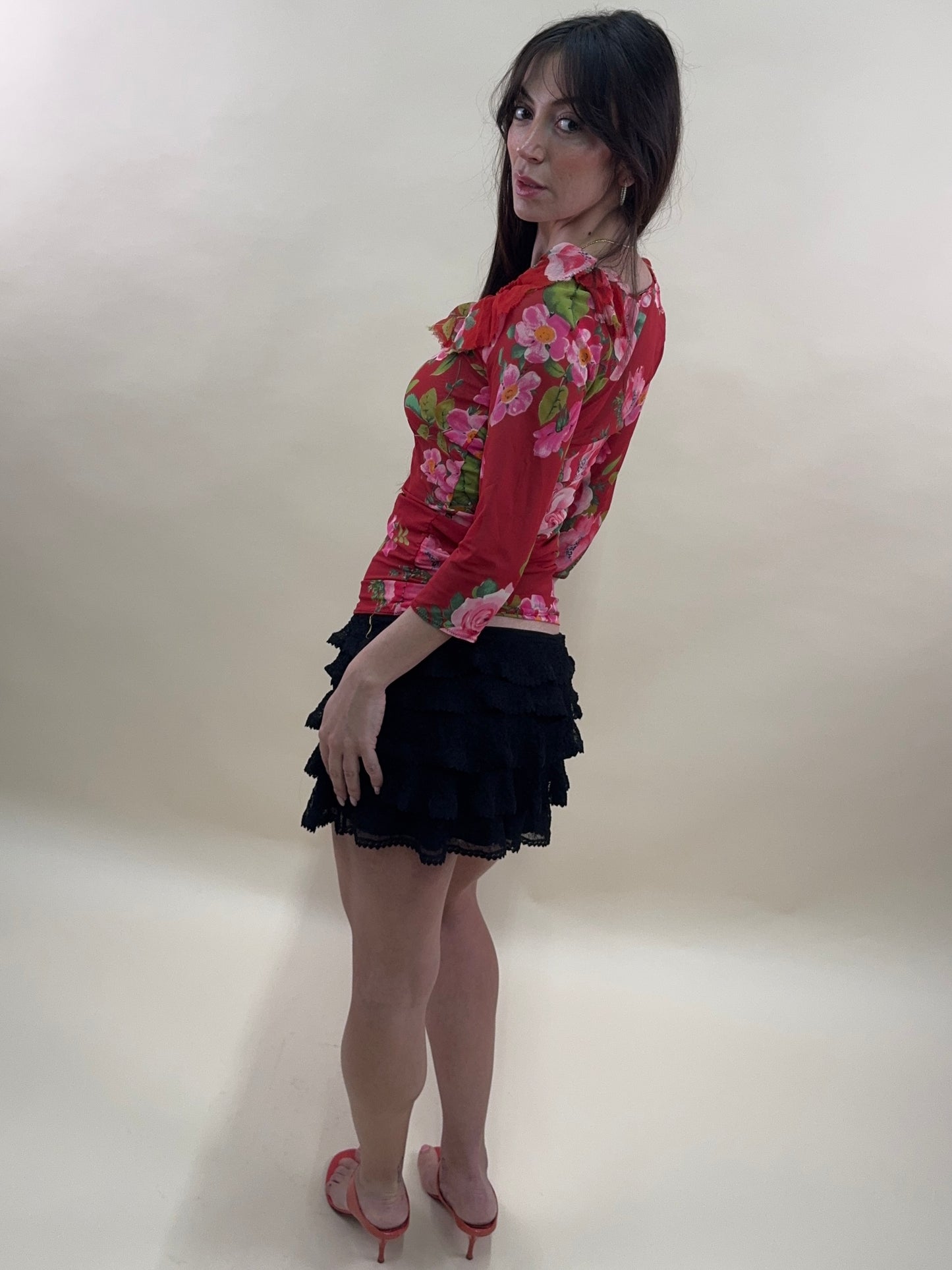 blumarine spring summer 2002 runway floral silk top/dress