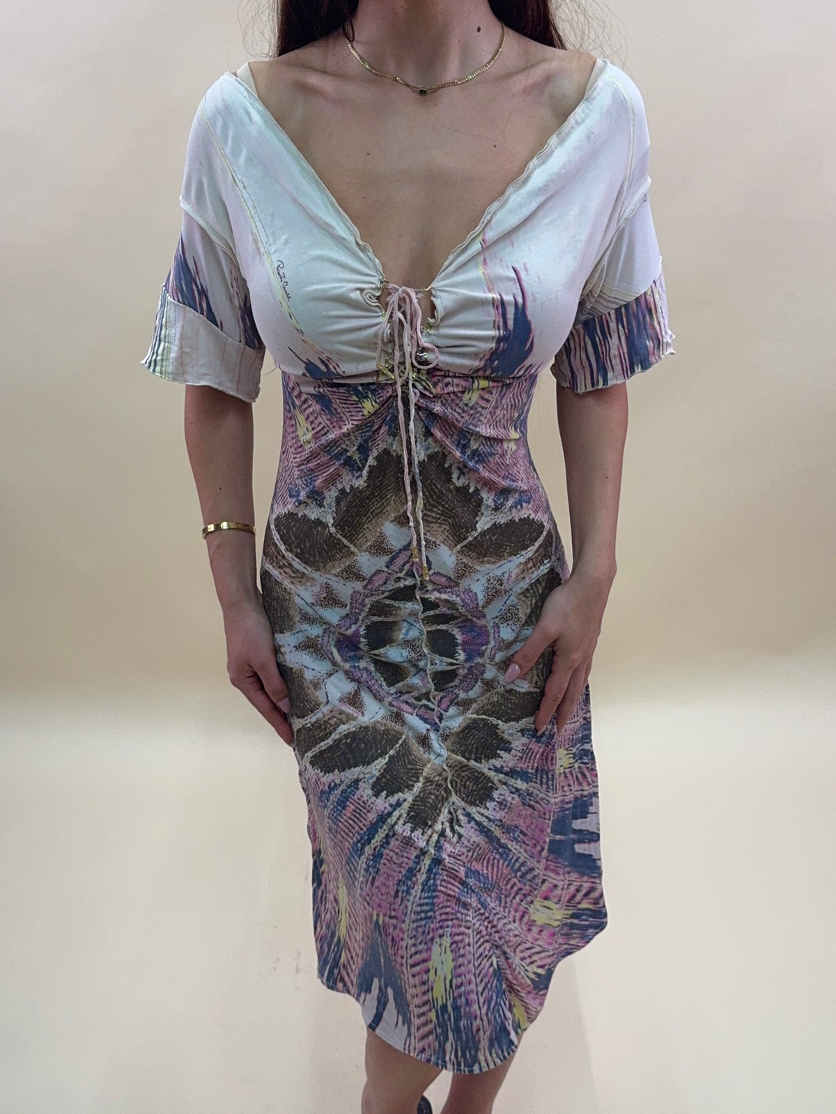 Roberto Cavalli S/S 2004 pink feather dress