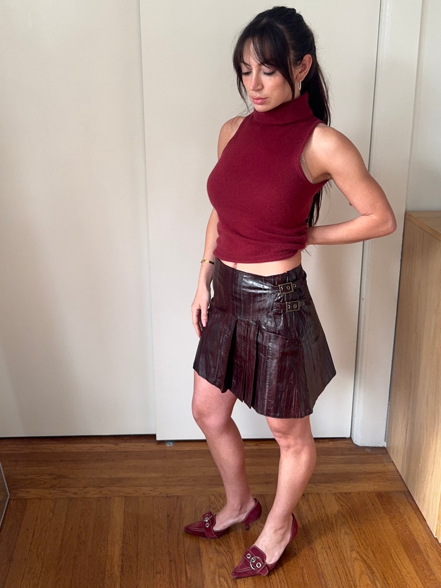 *rare* christian dior f/w 2002 eel skin pleated skirt