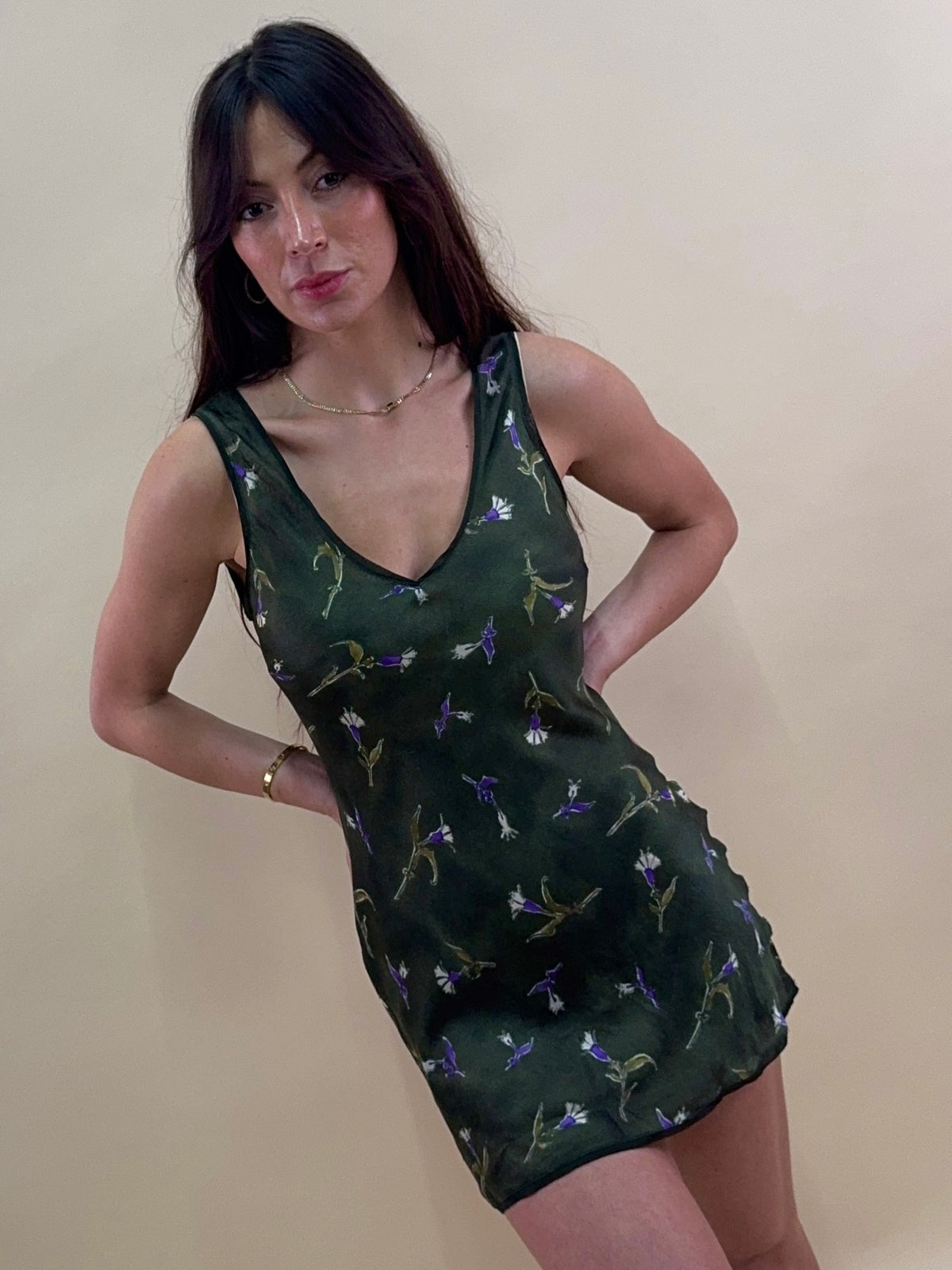 (rare) Prada S/S 1997 green silk lily dress