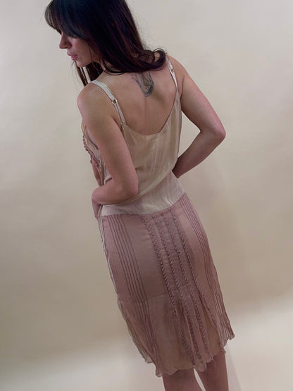 Prada F/W 2005 pink whipstitch silk dress