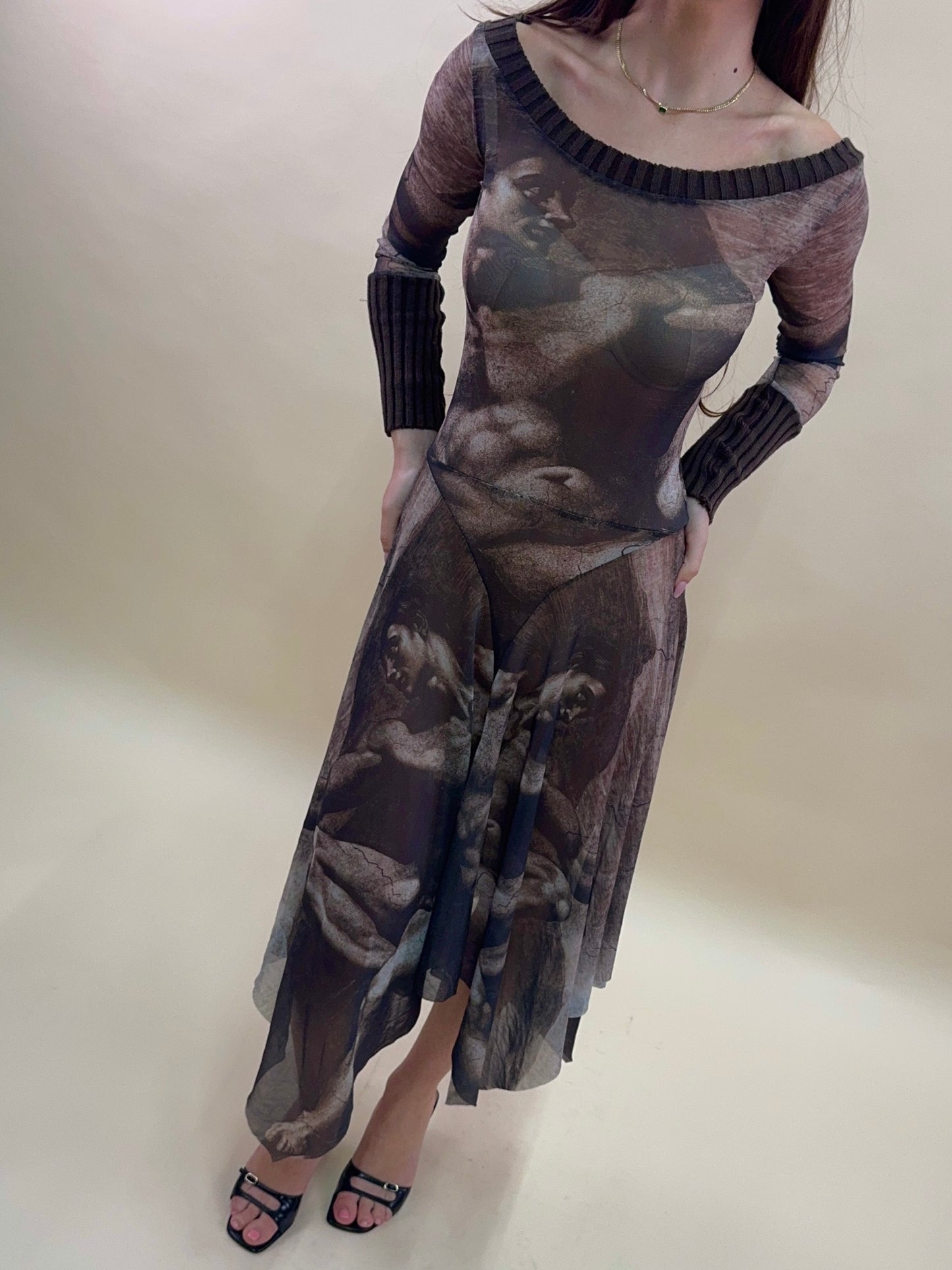 (rare) Jean Paul Gaultier S/S 1995 'Creation of Adam' runway midi dress