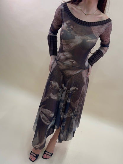 (rare) Jean Paul Gaultier S/S 1995 'Creation of Adam' runway midi dress