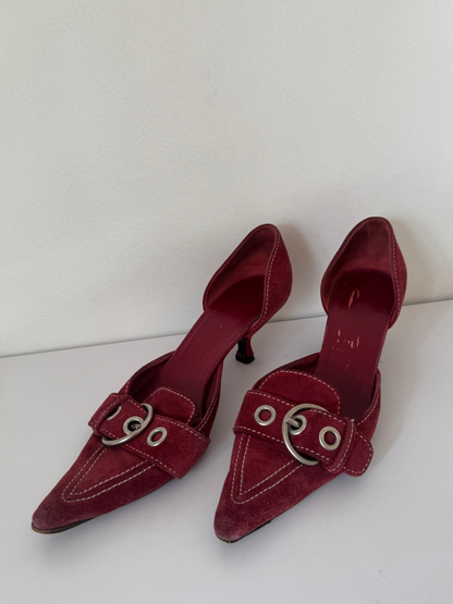 prada s/s 2002 suede heels