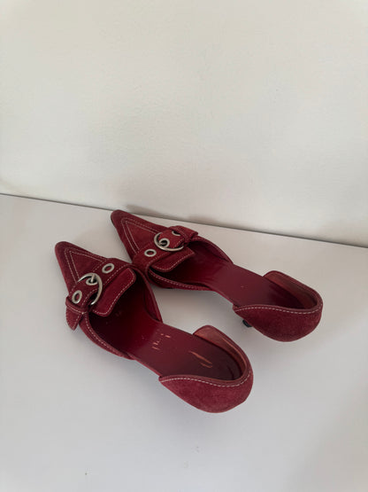 prada s/s 2002 suede heels