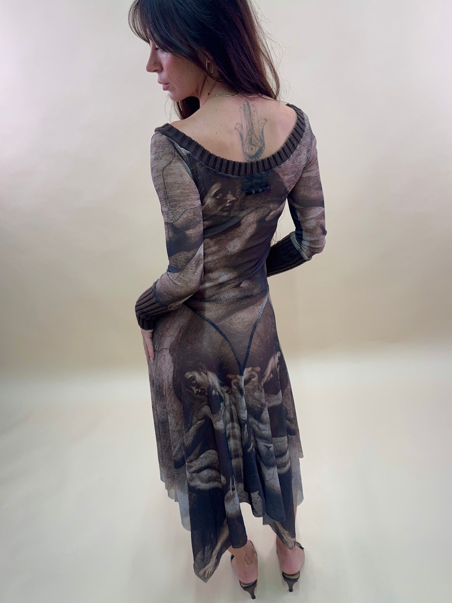 (rare) Jean Paul Gaultier S/S 1995 'Creation of Adam' runway midi dress