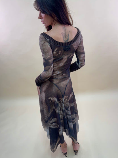 (rare) Jean Paul Gaultier S/S 1995 'Creation of Adam' runway midi dress