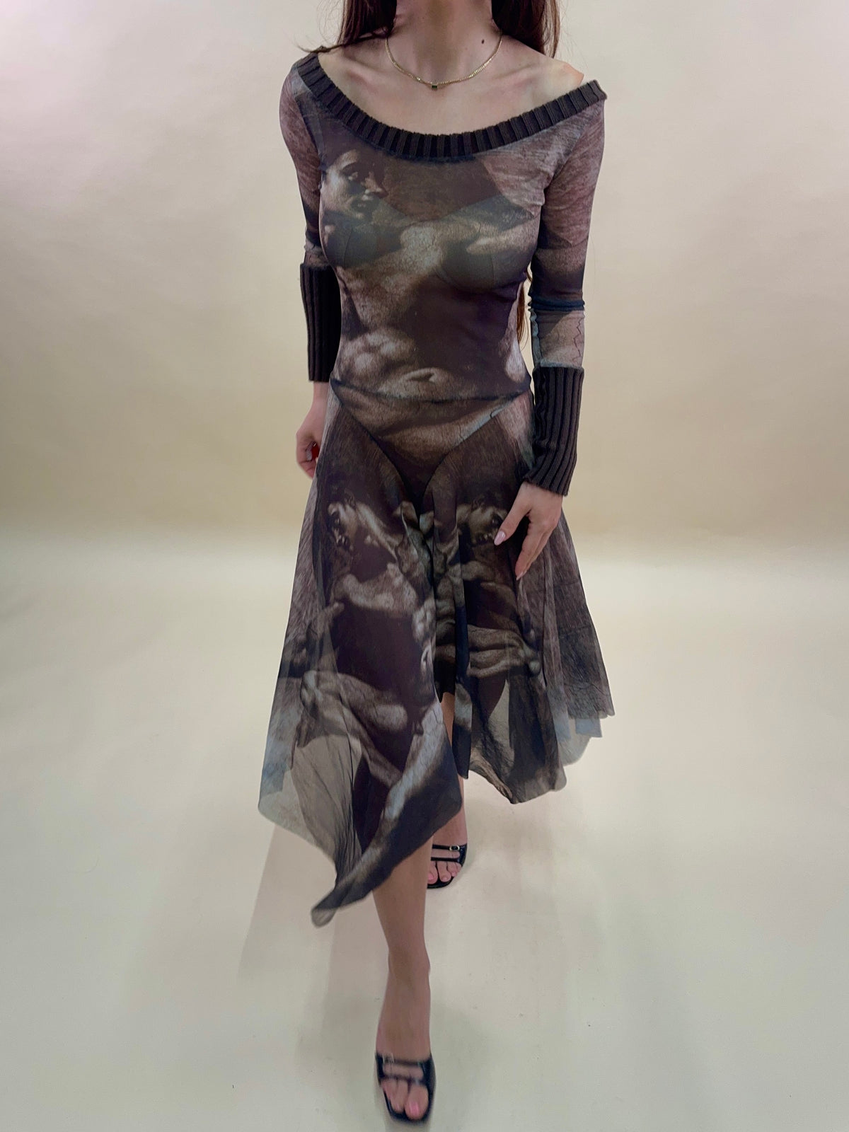 (rare) Jean Paul Gaultier S/S 1995 'Creation of Adam' runway midi dress