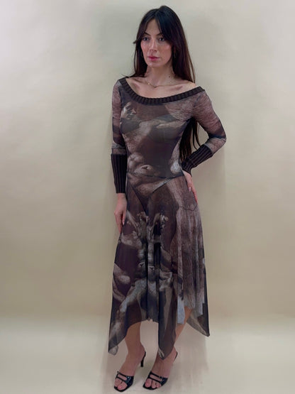 (rare) Jean Paul Gaultier S/S 1995 'Creation of Adam' runway midi dress