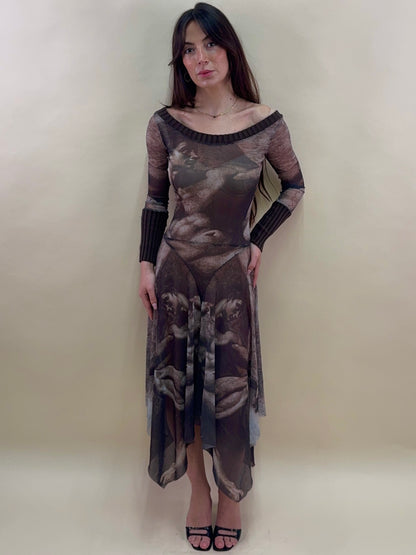 (rare) Jean Paul Gaultier S/S 1995 'Creation of Adam' runway midi dress