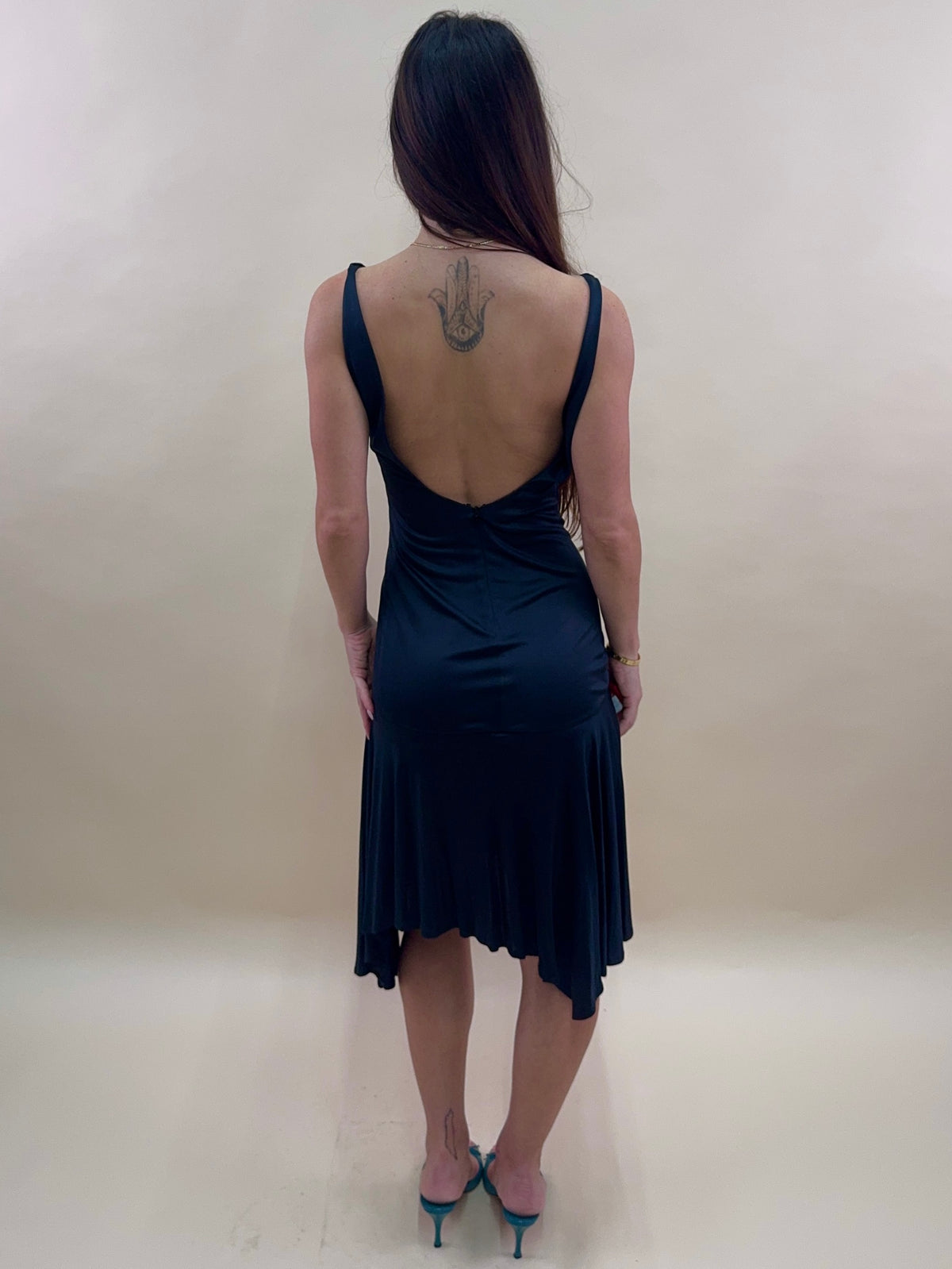 (rare) Gianni Versace Couture S/S 1995 black backless medusa dress