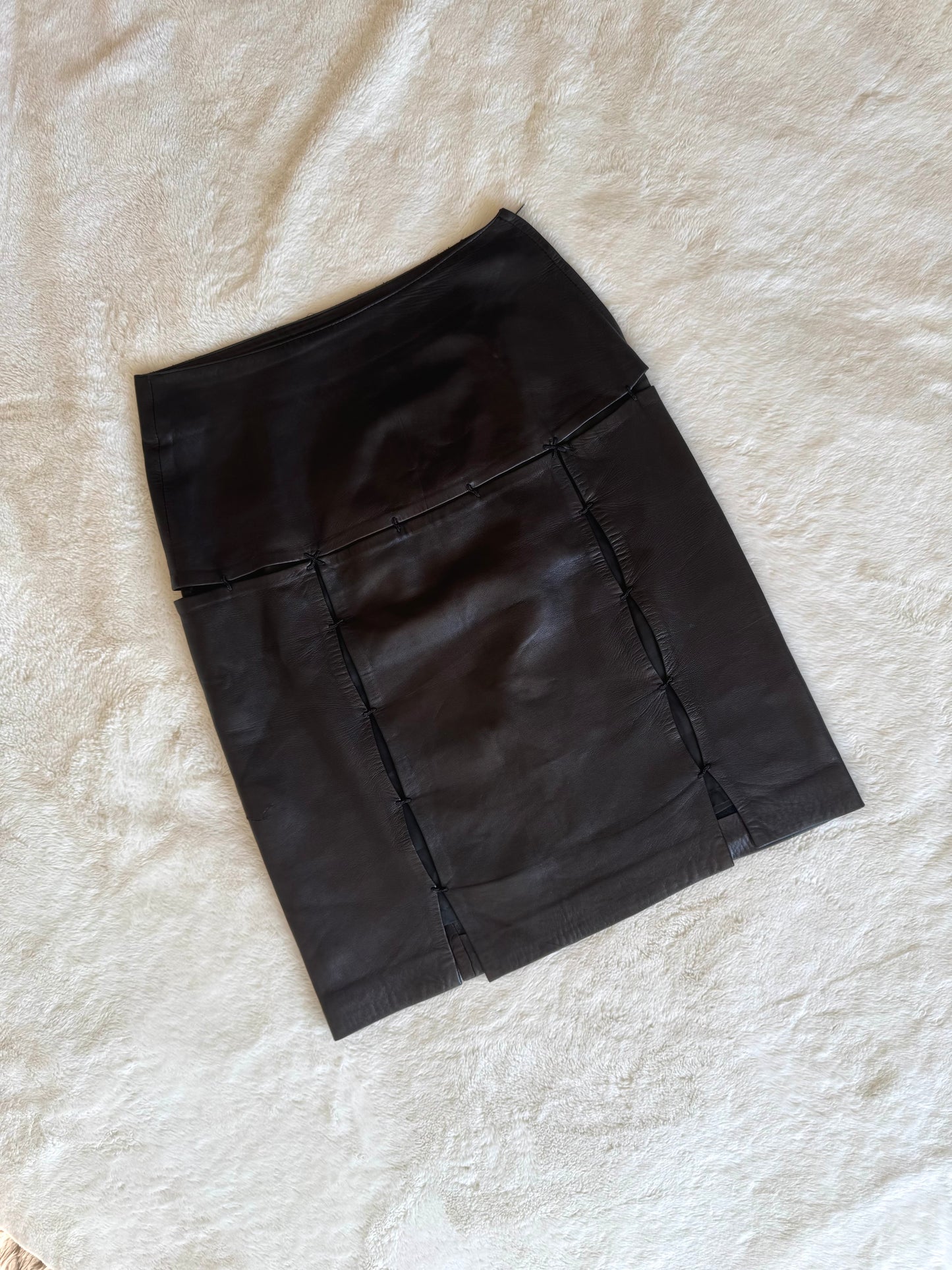 *rare* prada f/w 1998 panelled leather skirt