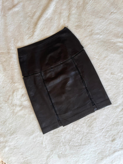 *rare* prada f/w 1998 panelled leather skirt