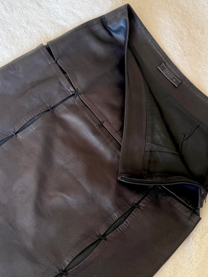 *rare* prada f/w 1998 panelled leather skirt