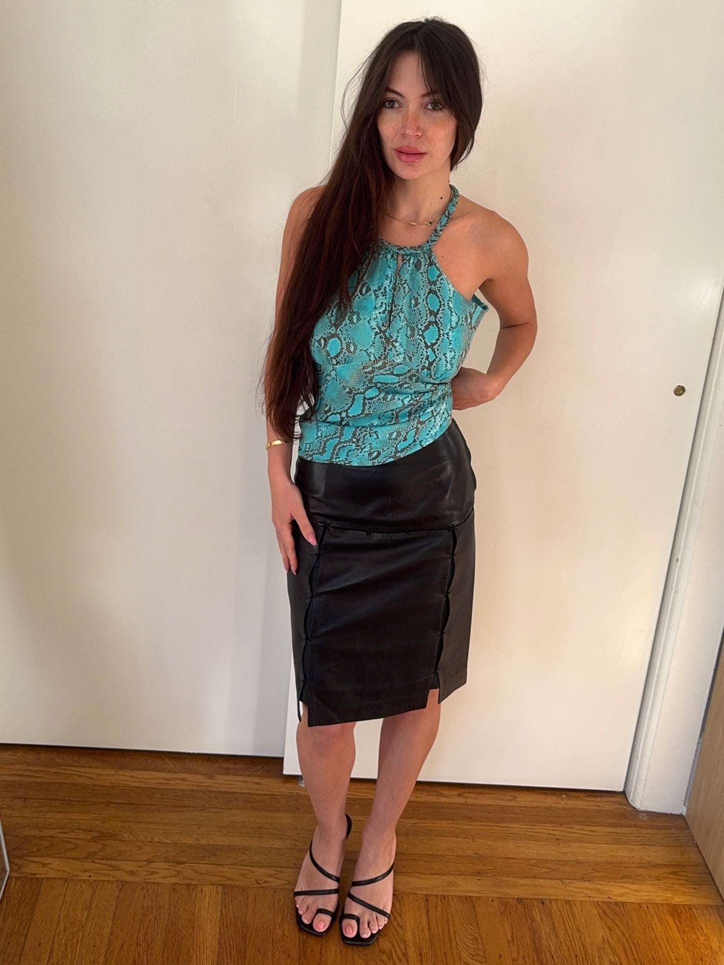 *rare* prada f/w 1998 panelled leather skirt