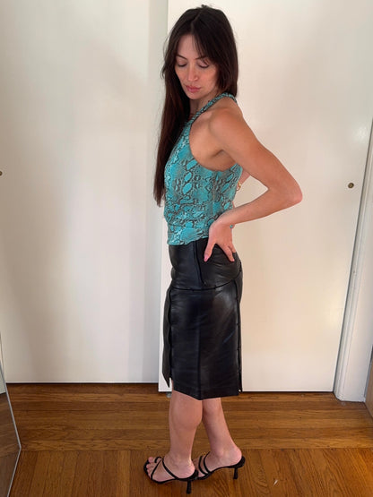 *rare* prada f/w 1998 panelled leather skirt