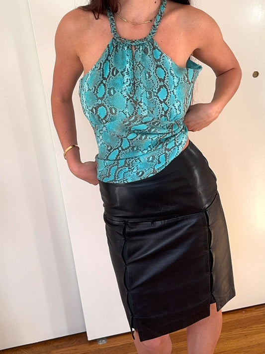 *rare* prada f/w 1998 panelled leather skirt