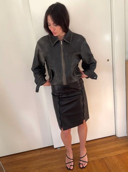 *rare* prada f/w 1998 panelled leather skirt