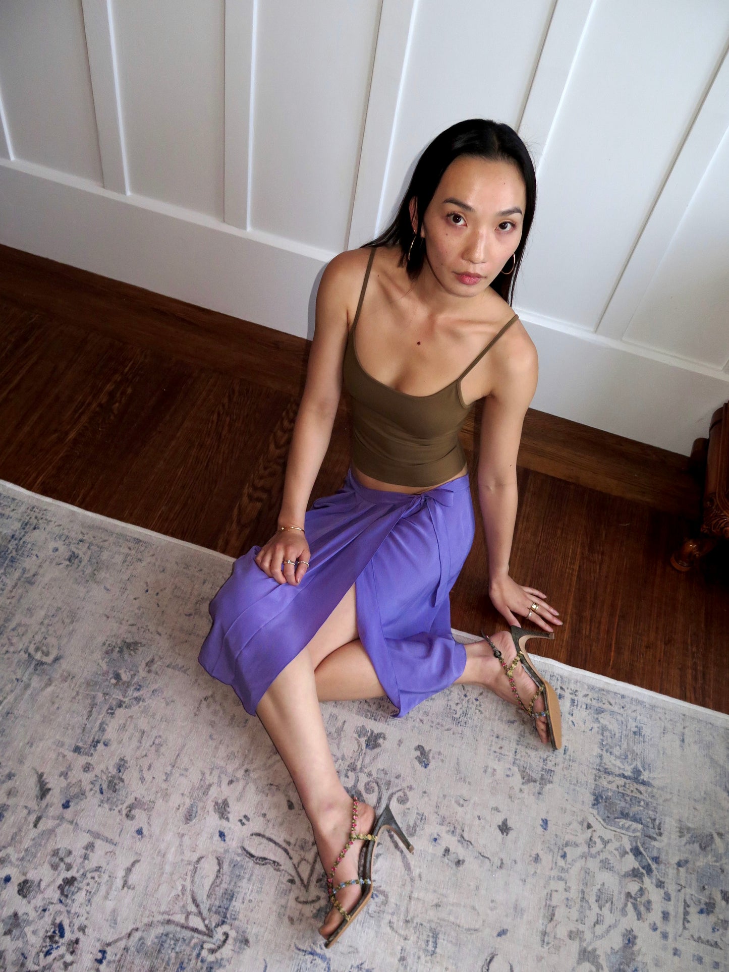*rare* prada s/s 2000 purple silk skirt