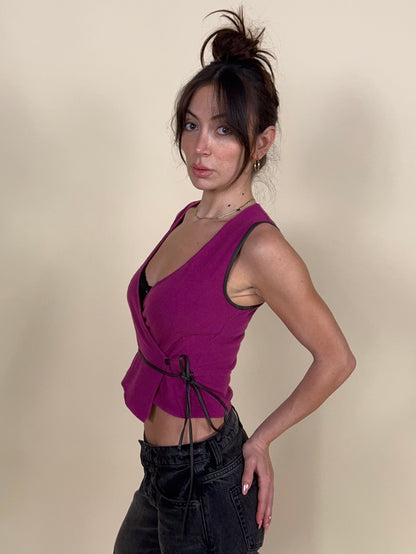 Emporio Armani F/W 2000 magenta wrap vest