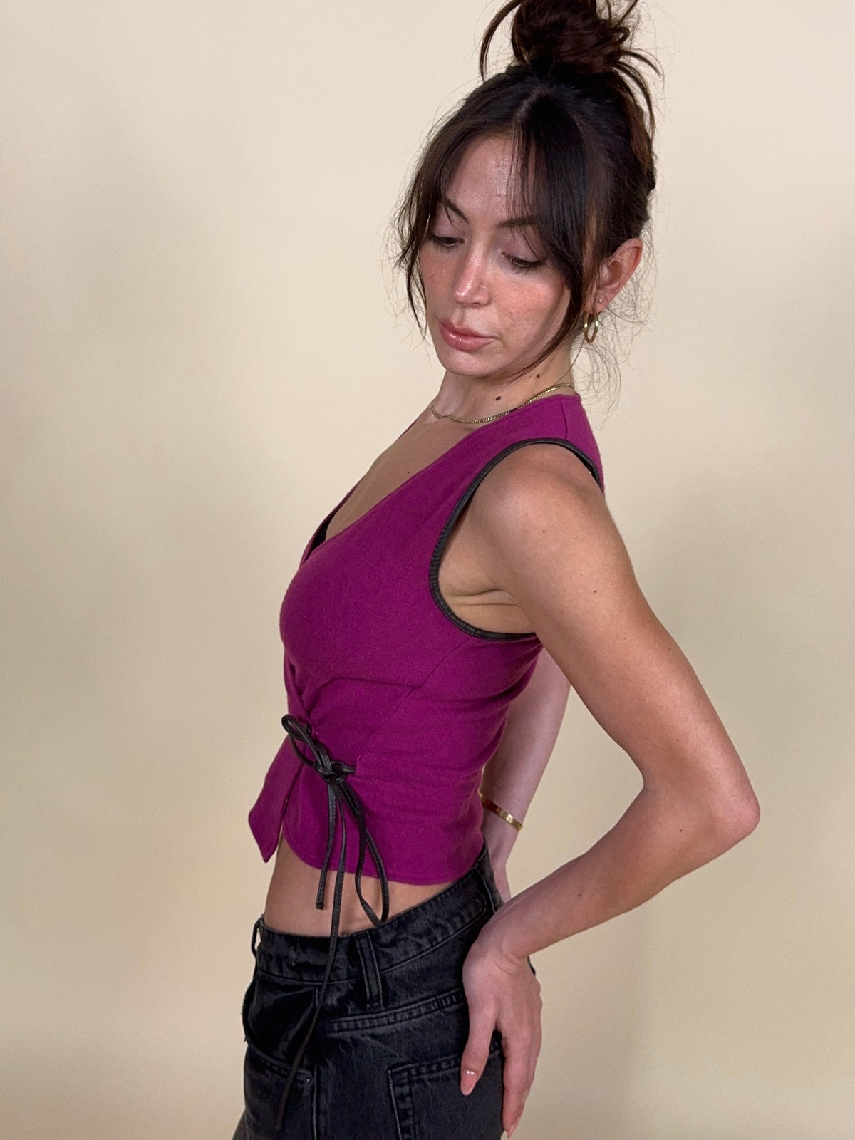 Emporio Armani F/W 2000 magenta wrap vest