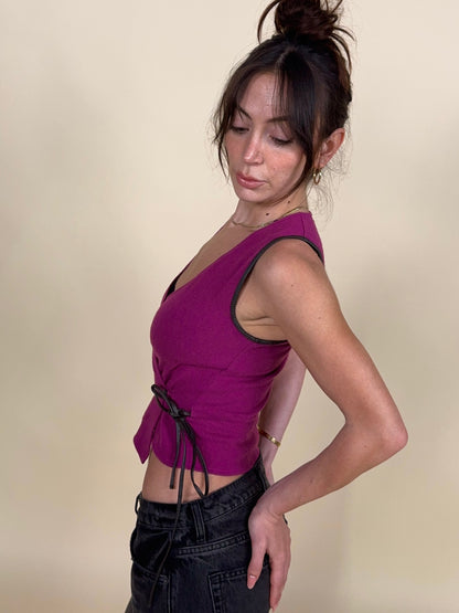 Emporio Armani F/W 2000 magenta wrap vest