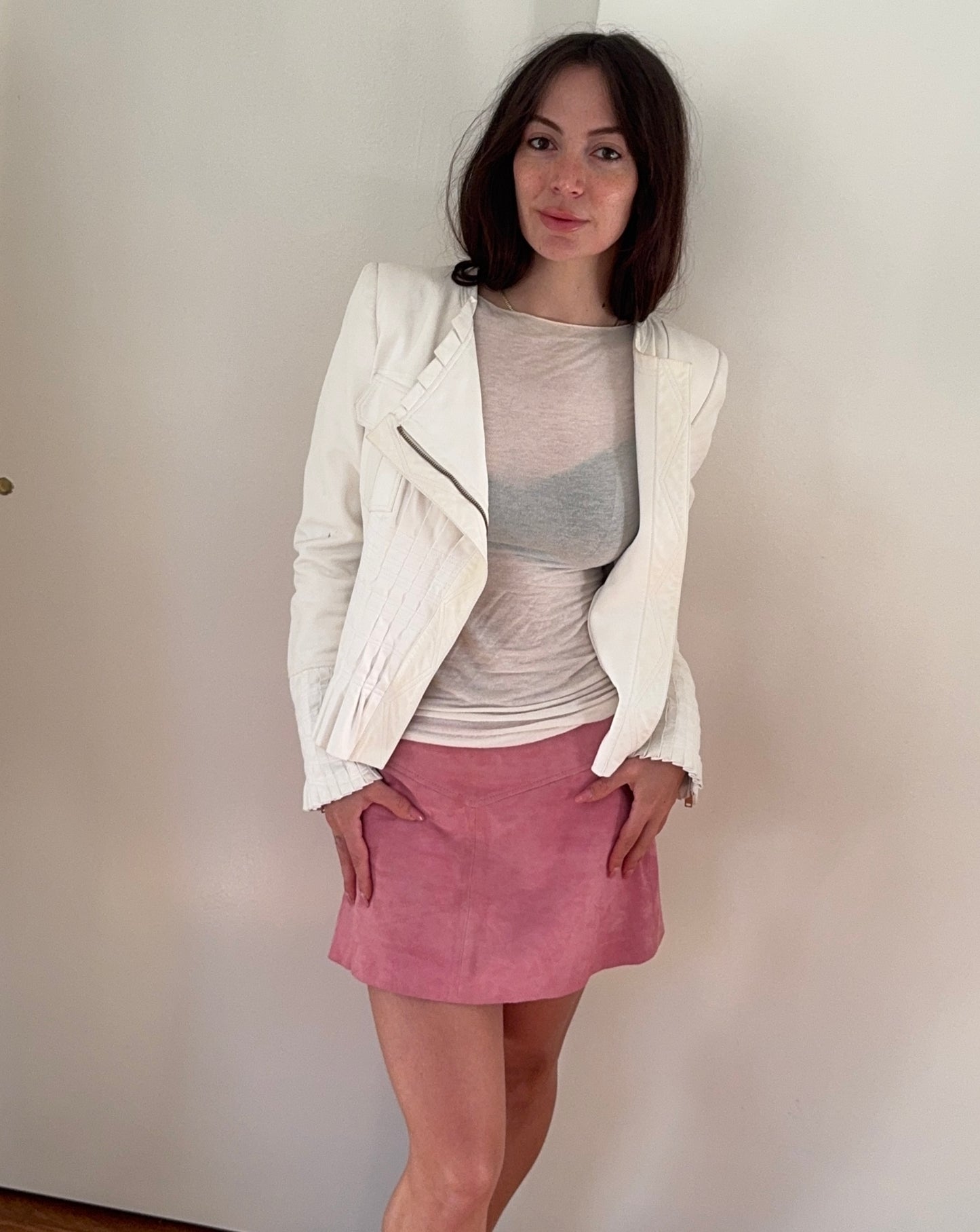 *rare* gucci s/s 2004 pleated white leather jacket