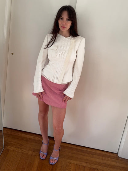 *rare* gucci s/s 2004 pleated white leather jacket