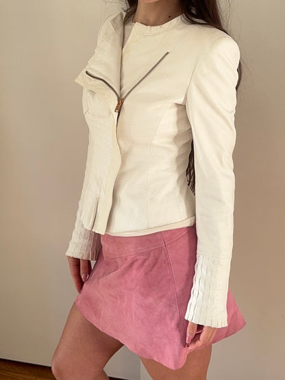 *rare* gucci s/s 2004 pleated white leather jacket