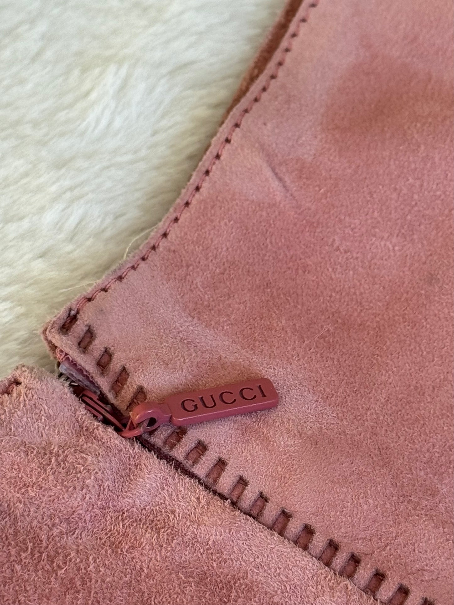 gucci f/w 1999 pink suede skirt
