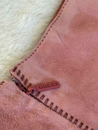 gucci f/w 1999 pink suede skirt