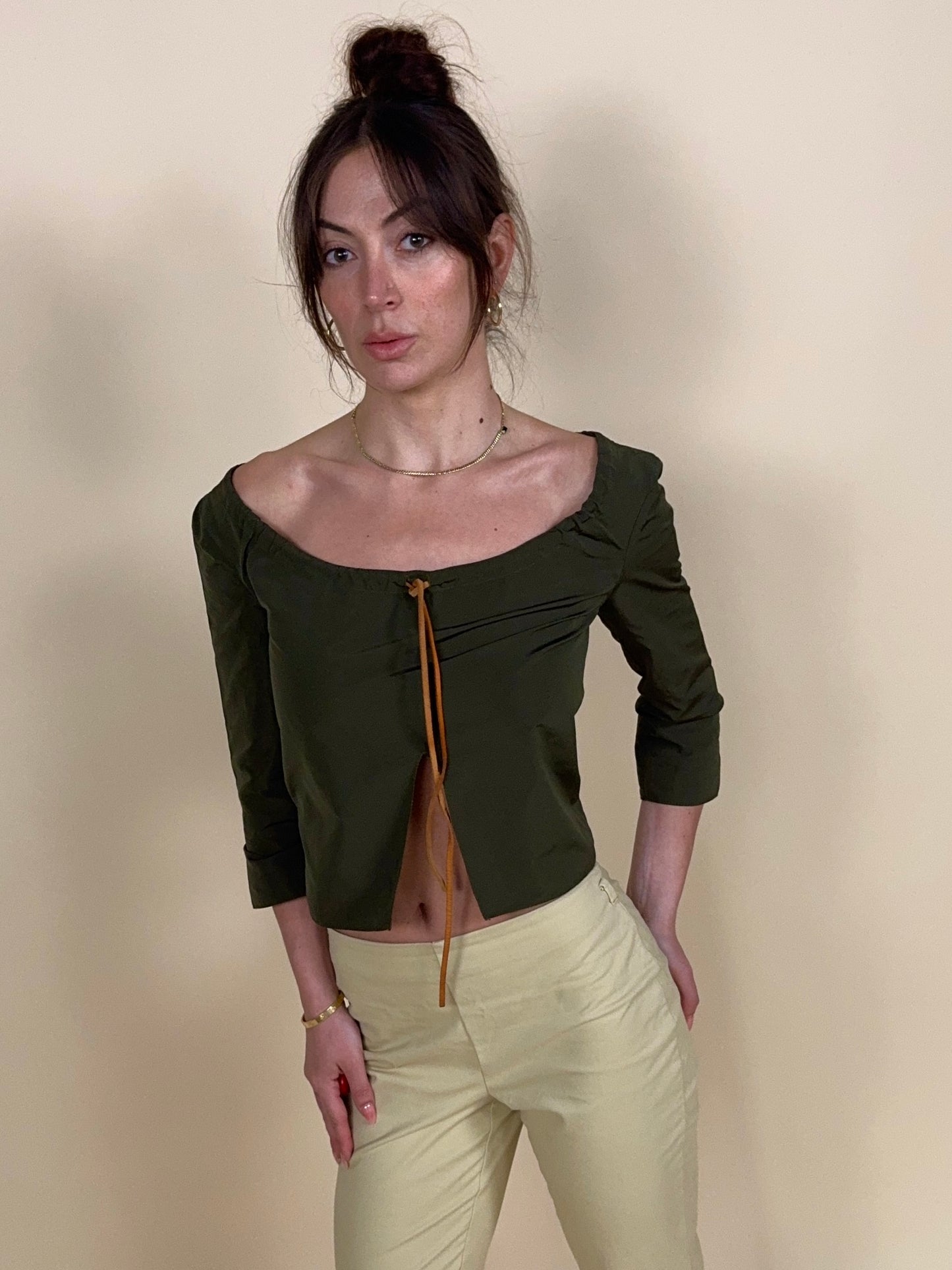 (rare) Miu Miu S/S 1999 runway leather tie top
