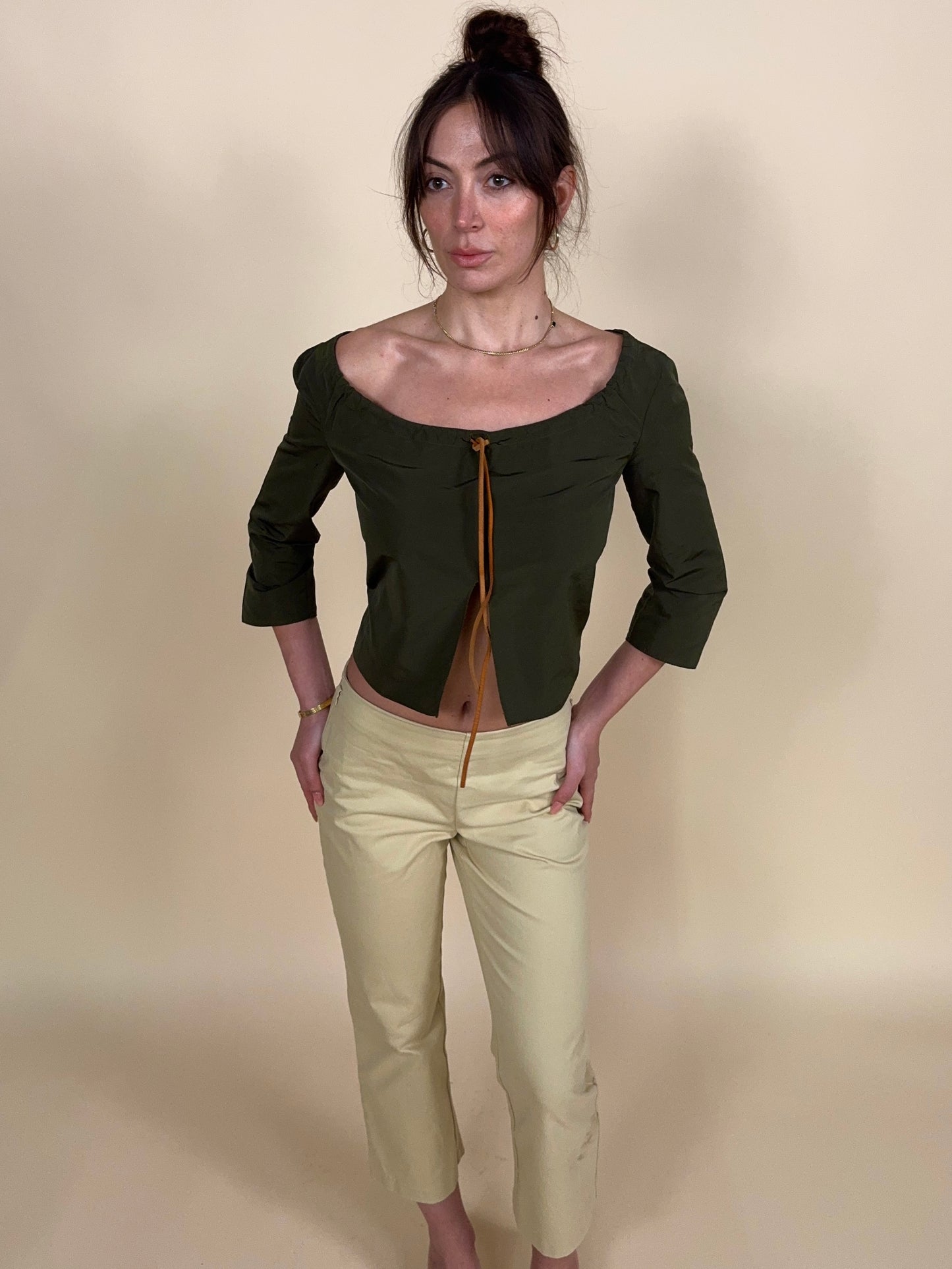 (rare) Miu Miu S/S 1999 runway leather tie top